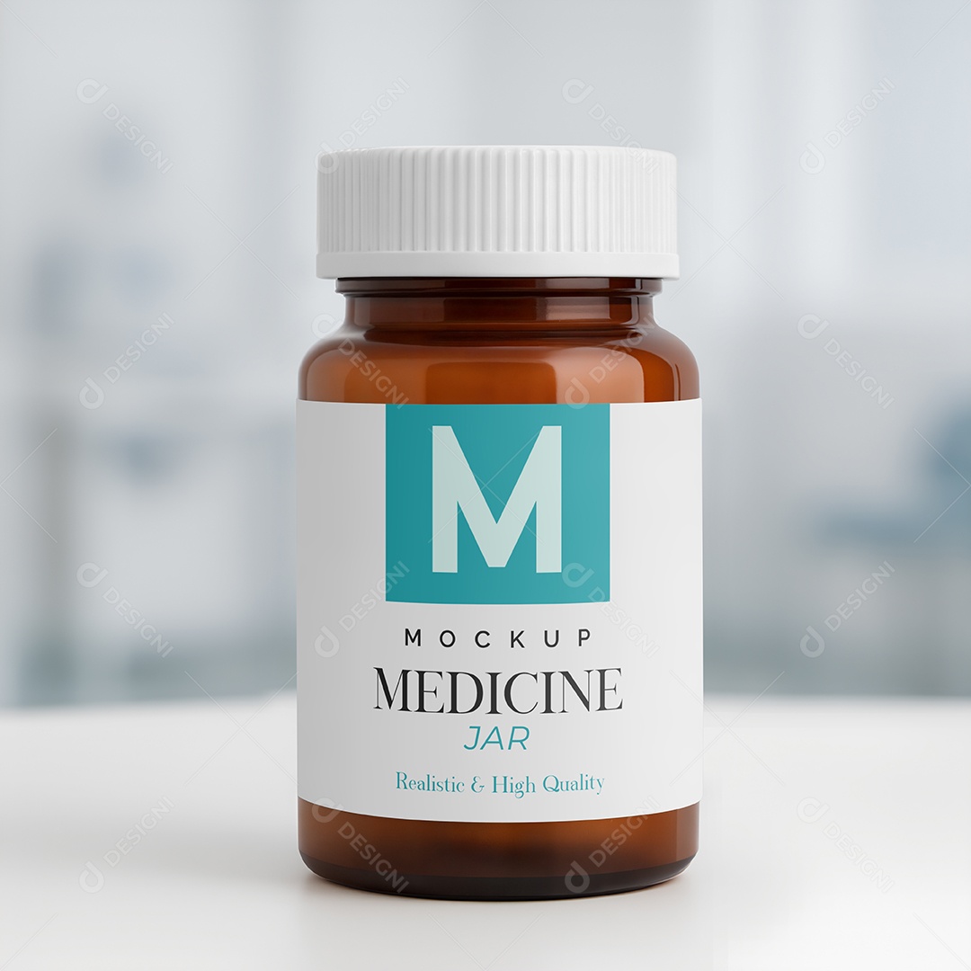 Remédio Embalagem Mockup PSD Editável