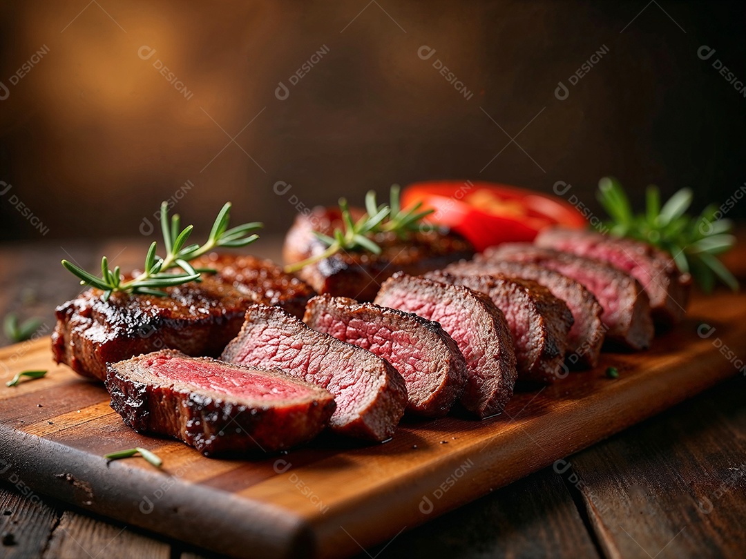 Imagem mostra um prato de rosbife, que é um corte de carne bovina, geralmente filé mignon