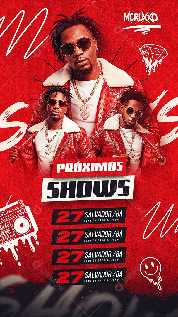 Flyer Próximos Shows Social Media Story PSD Editável