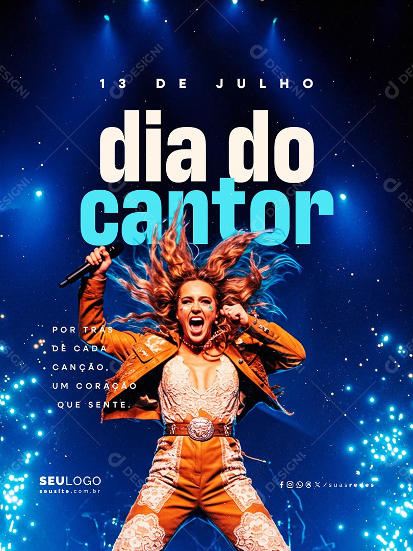 Dia do Cantor 13 de Julho Social Media PSD Editável