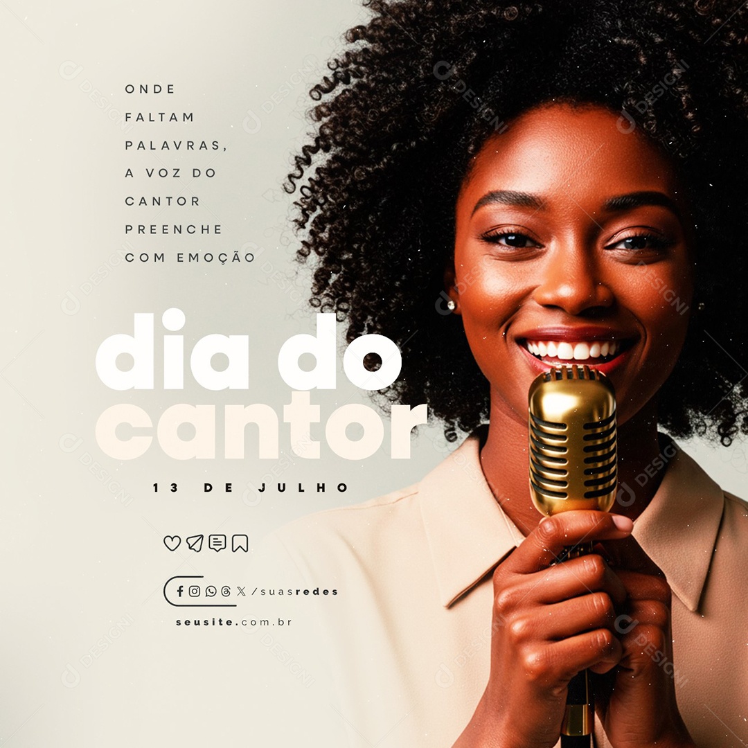 Dia do Cantor 13 de Julho Social Media PSD Editável