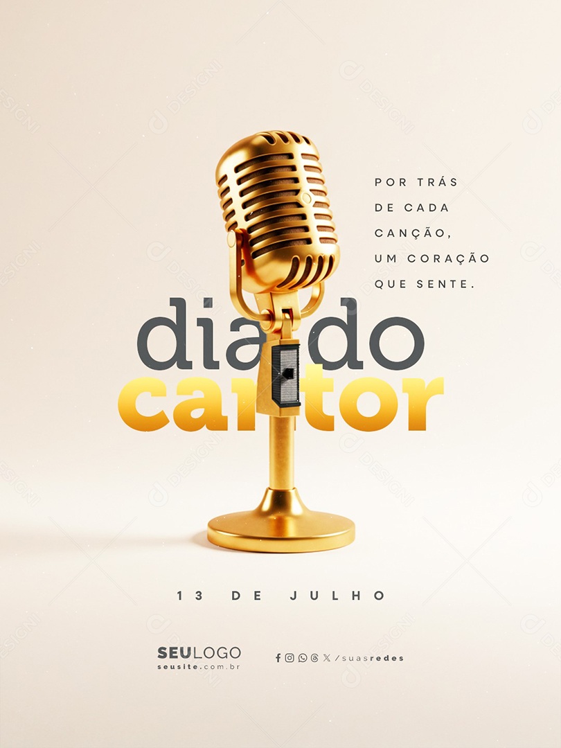 Dia do Cantor 13 de Julho Social Media PSD Editável