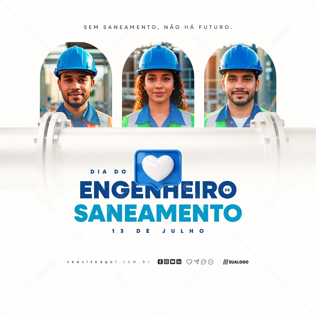 Dia do Engenheiro de Saneamento 13 de Julho Social Media PSD Editável