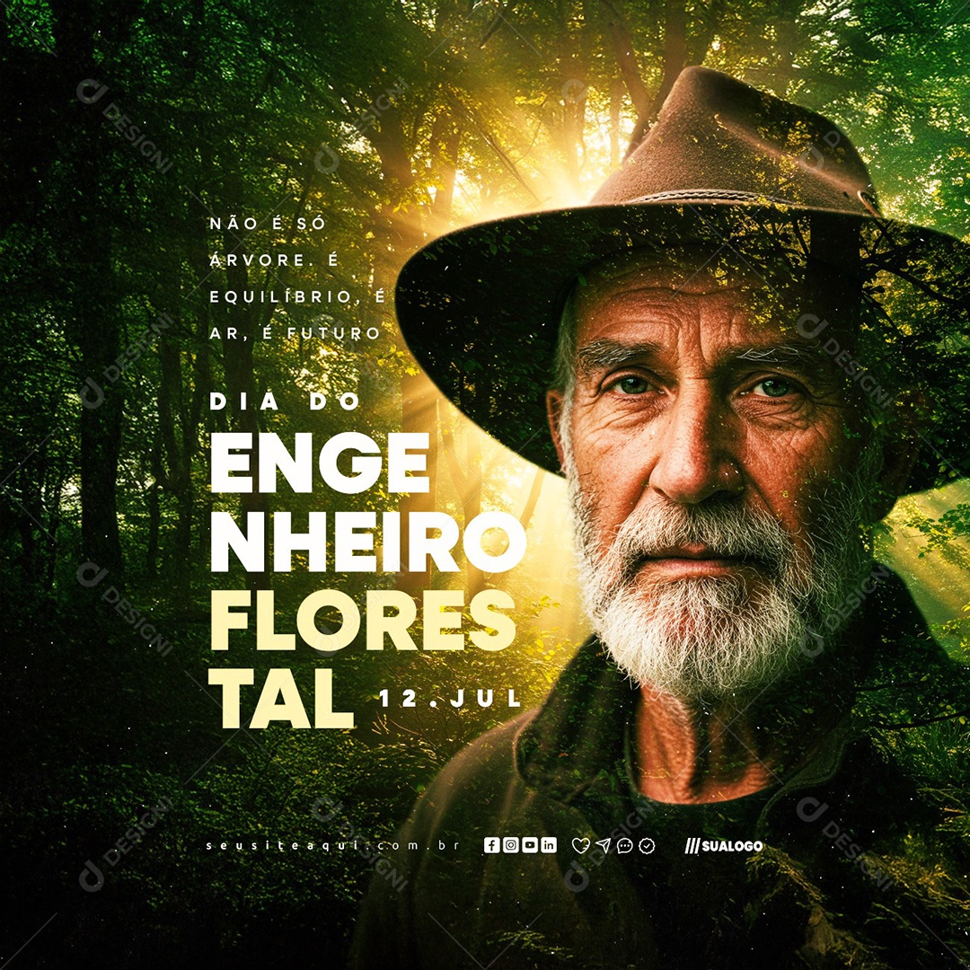 Dia do Engenheiro Florestal 12 Julho Social Media PSD Editável