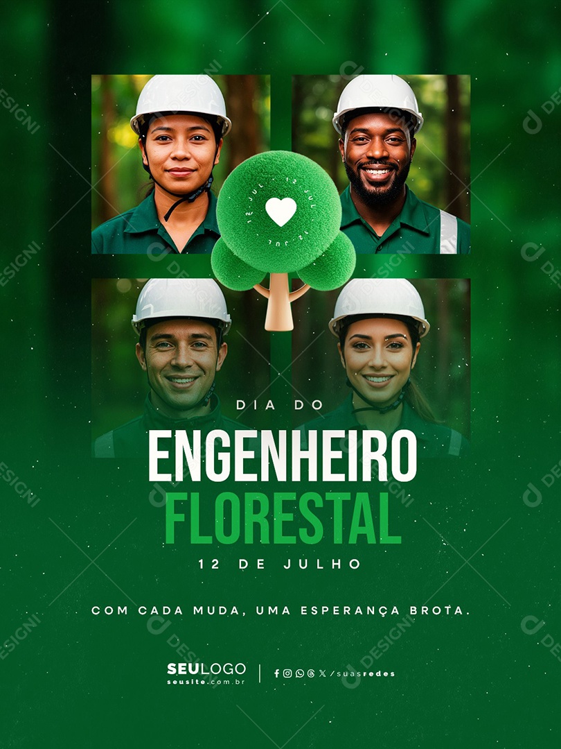 Dia do Engenheiro Florestal 12 Julho Social Media PSD Editável