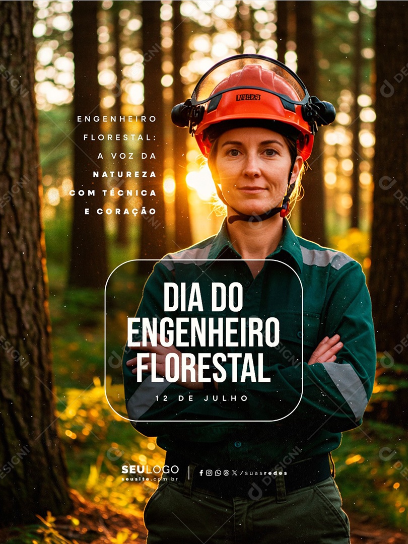 Dia do Engenheiro Florestal 12 Julho Social Media PSD Editável