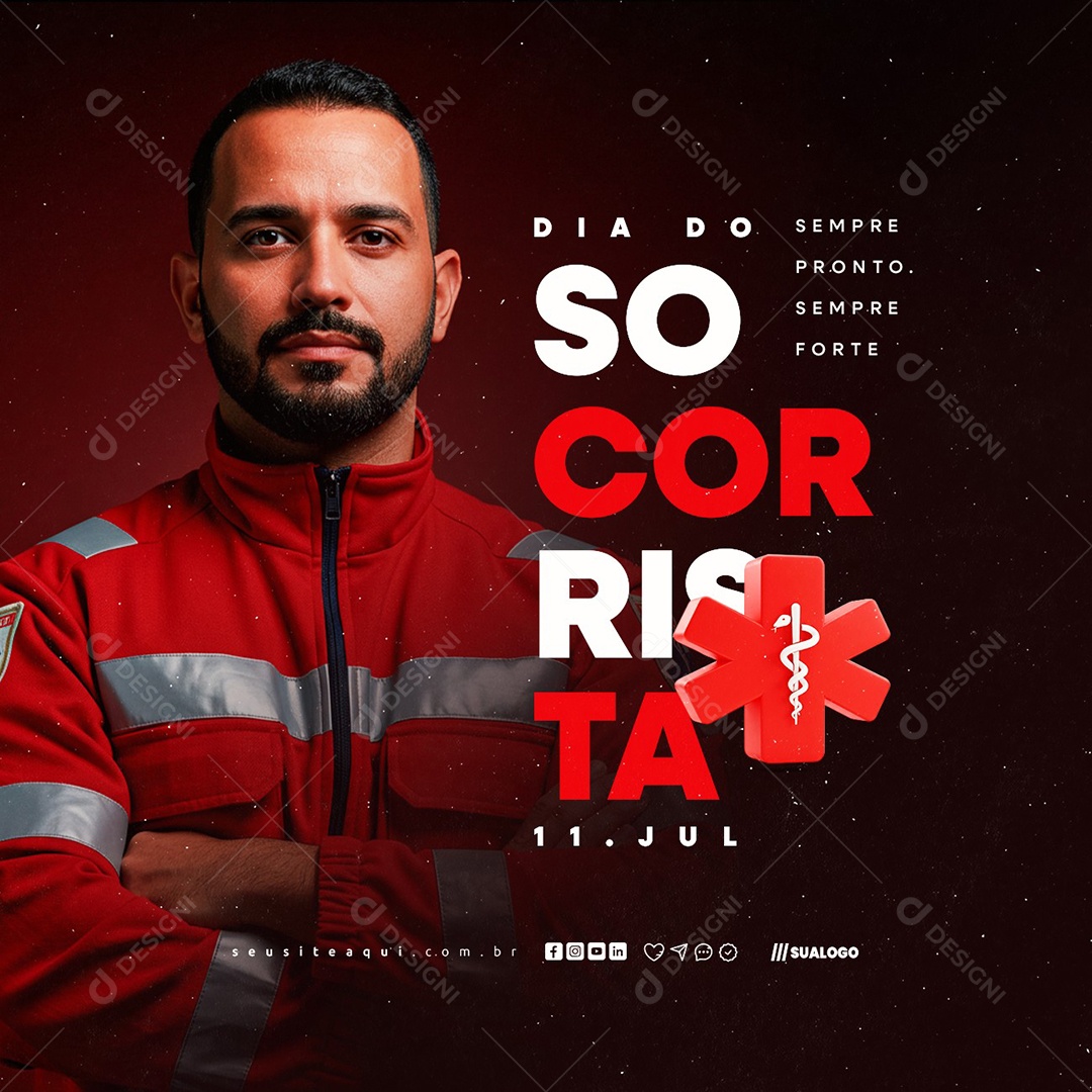 Dia do Socorrista 11 de Julho Social Media PSD Editável