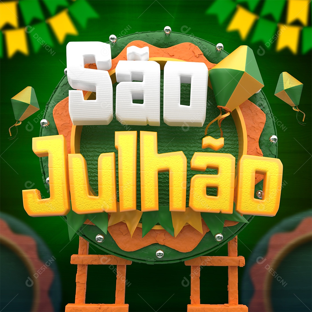 São Julhão Selo 3D para Composição PSD