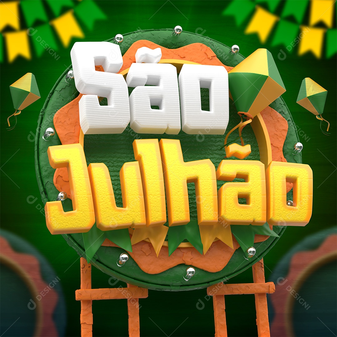 São Julhão Selo 3D para Composição PSD