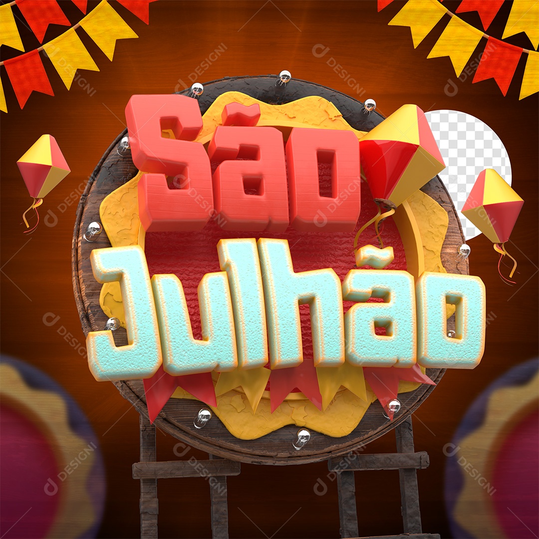 São Julhão Selo 3D para Composição PSD