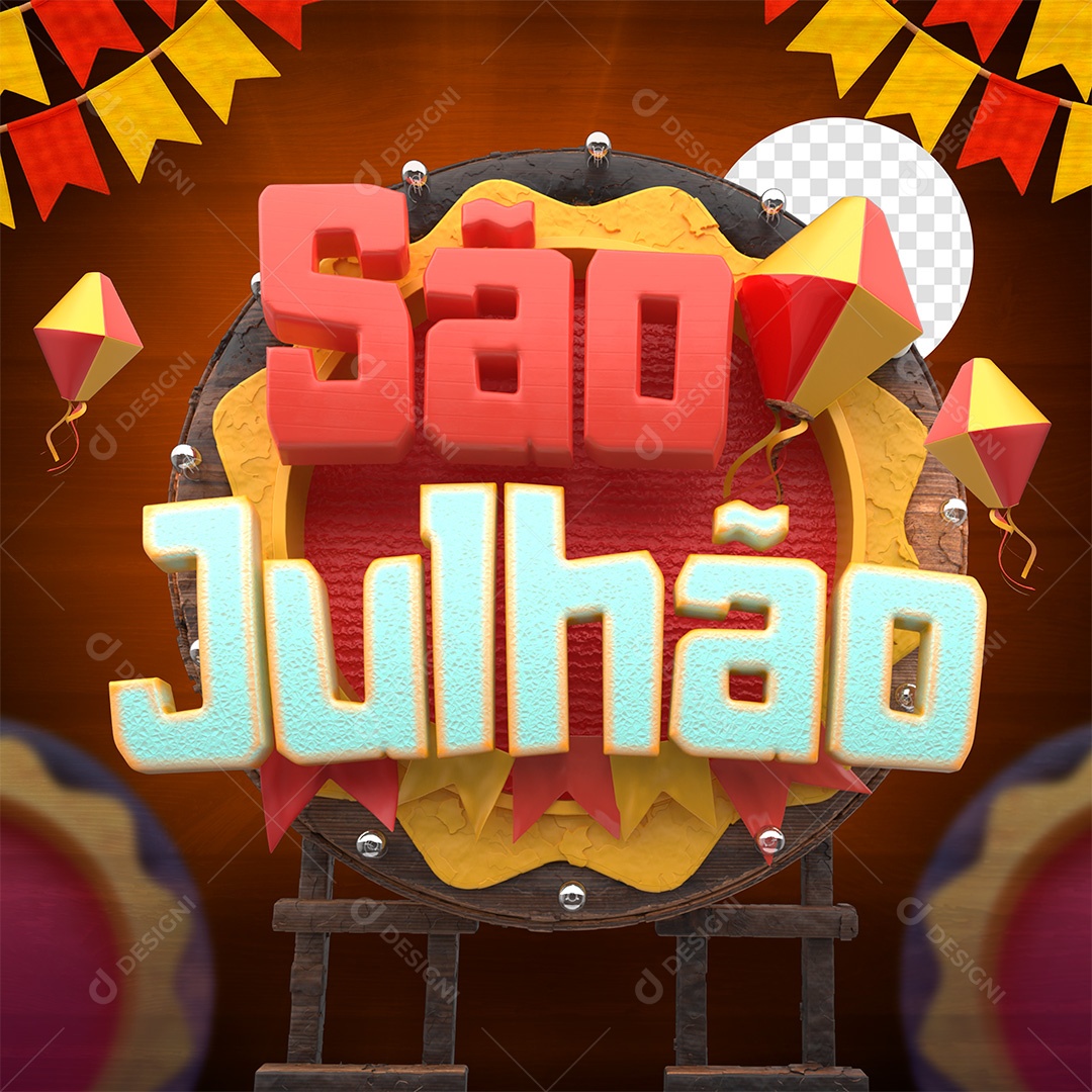 São Julhão Selo 3D para Composição PSD