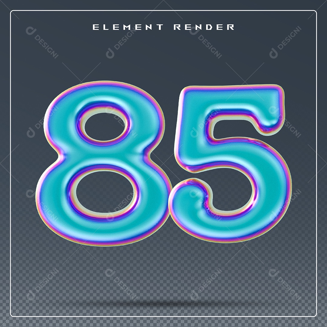 Elemento 3D Número 85 Azul para Composição PSD
