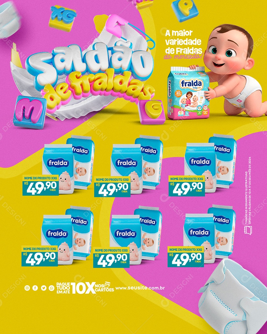 Encarte Saldão das Fraudas Social Media PSD Editável