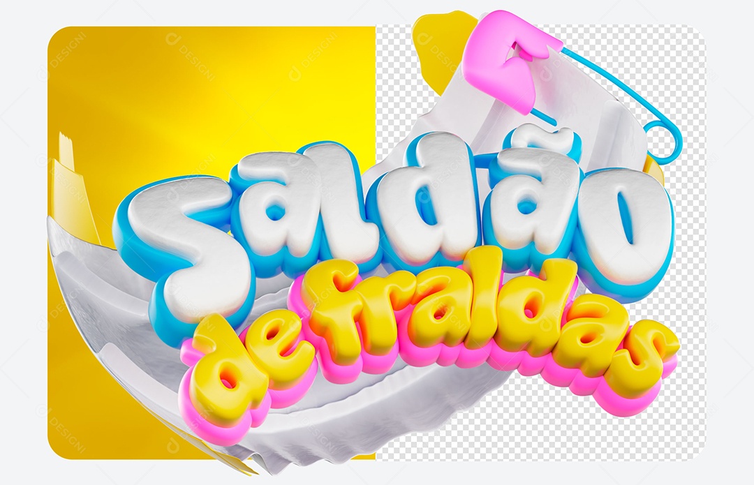 Selo 3D Saldão das Fraudas Para Composição PSD