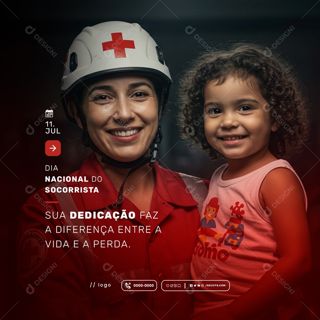 Dia Nacional do Socorrista 11 de Julho Social Media PSD Editável