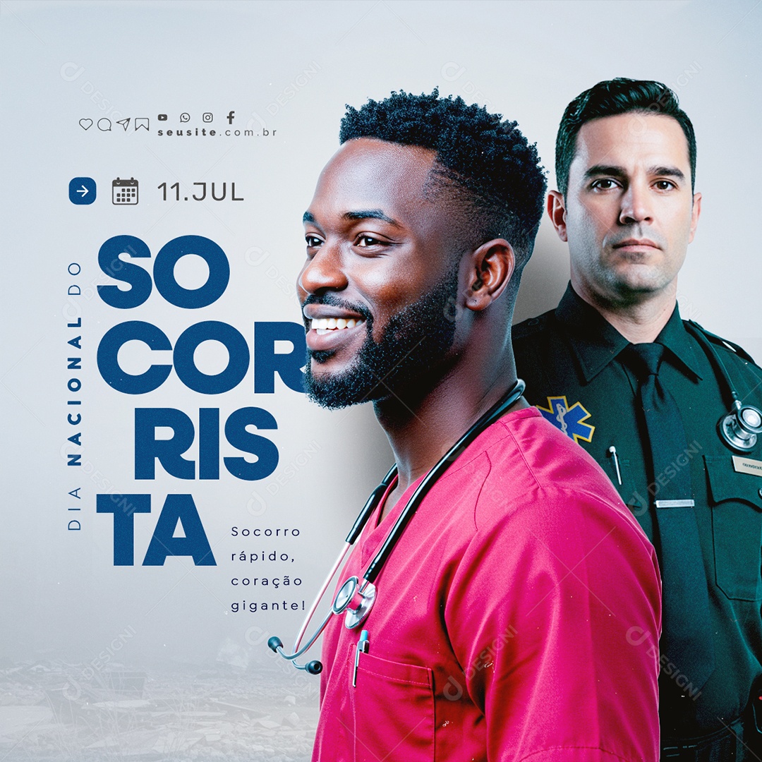 Dia Nacional do Socorrista 11 de Julho Social Media PSD Editável