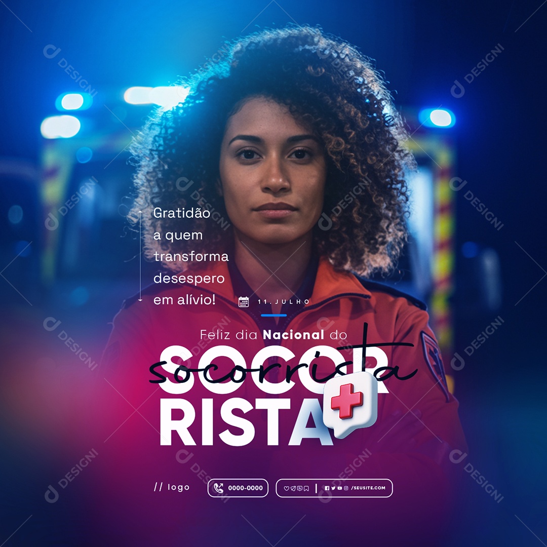 Dia Nacional do Socorrista 11 de Julho Social Media PSD Editável