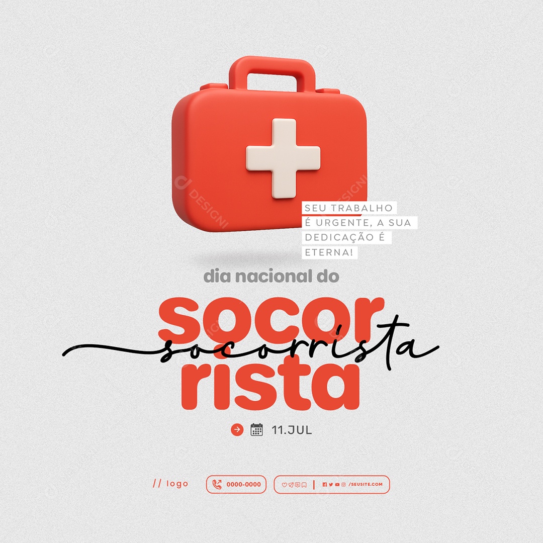 Dia Nacional do Socorrista 11 de Julho Social Media PSD Editável