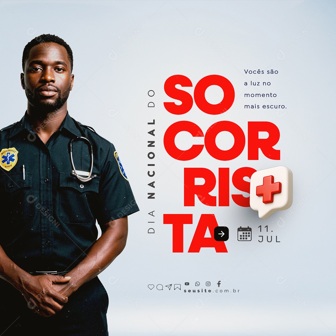 Dia Nacional do Socorrista 11 de Julho Social Media PSD Editável