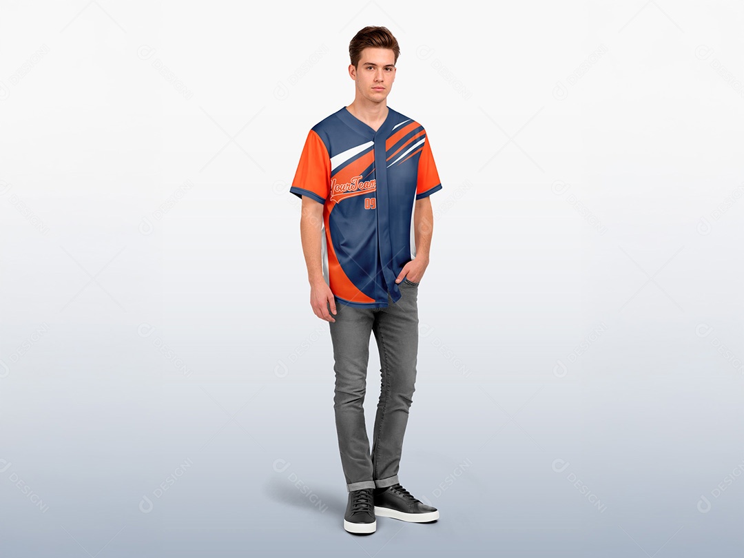 Mockup de Camisa de Beisebol Masculina PSD Editável
