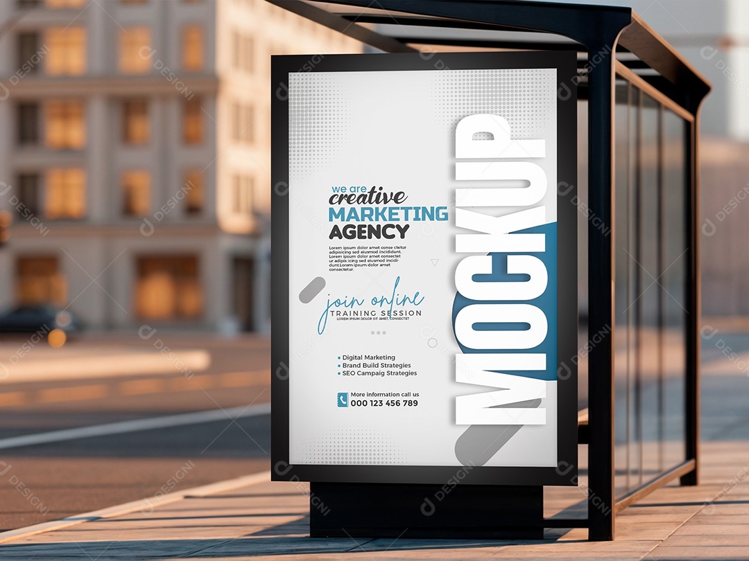 Mockup de Outdoor em Ponto de Ônibus PSD Editável