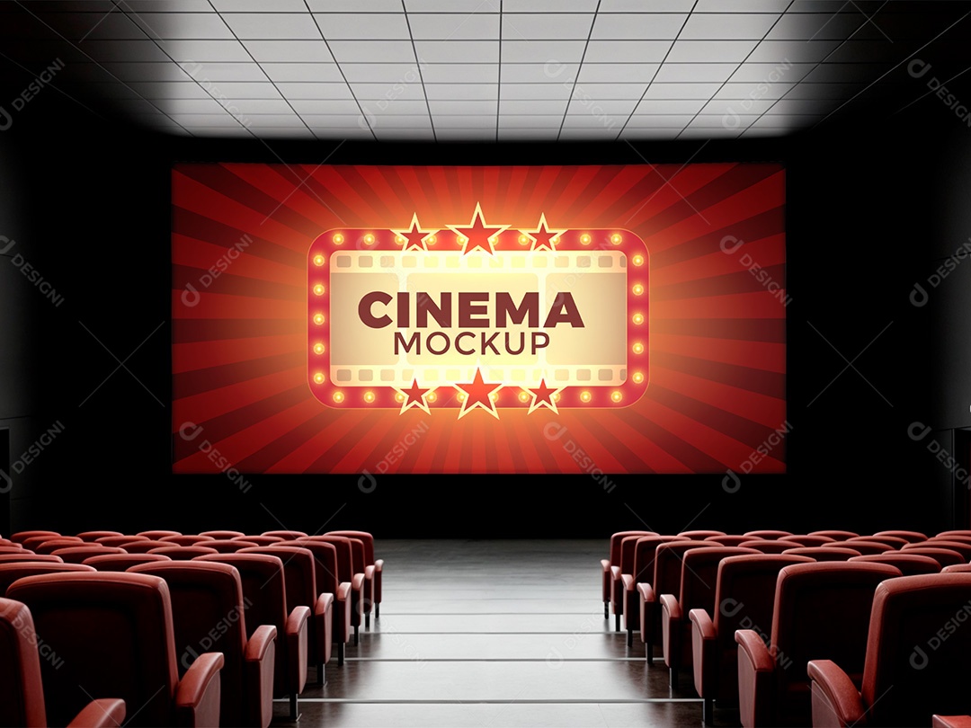 Mockup de tela de cinema interior PSD Editável