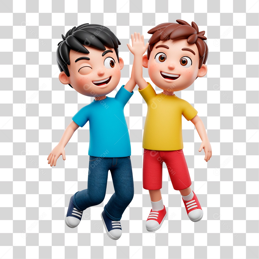 Personagem Meninos Abraçados PNG Transparente