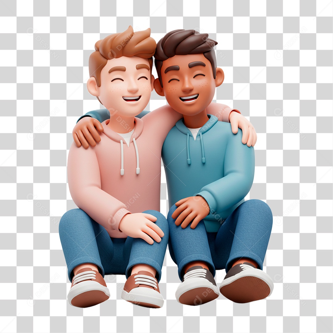 Personagem Abraçados PNG Transparente