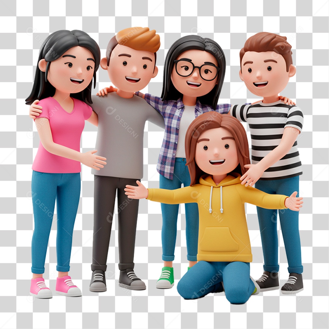 Personagem Abraçados PNG Transparente