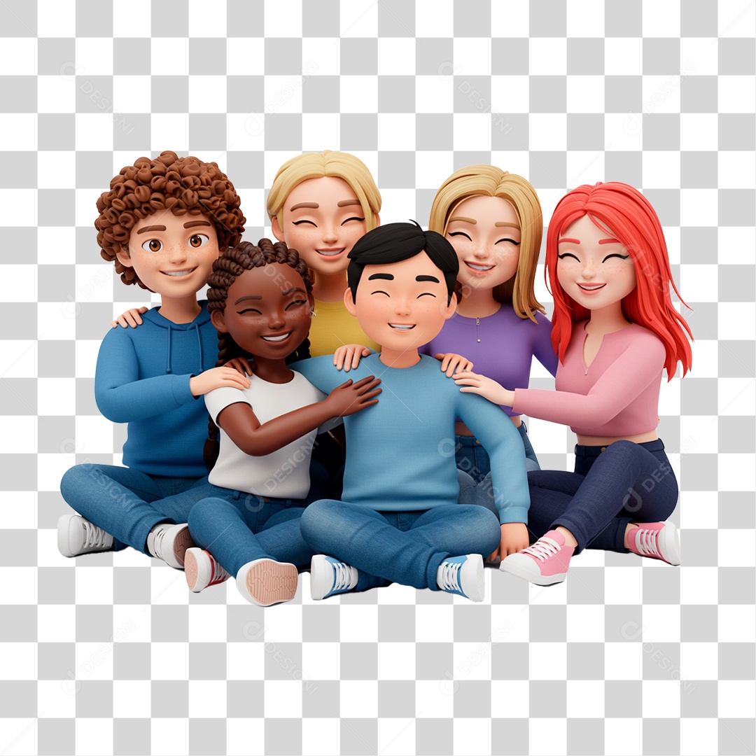 Personagem Abraçados PNG Transparente