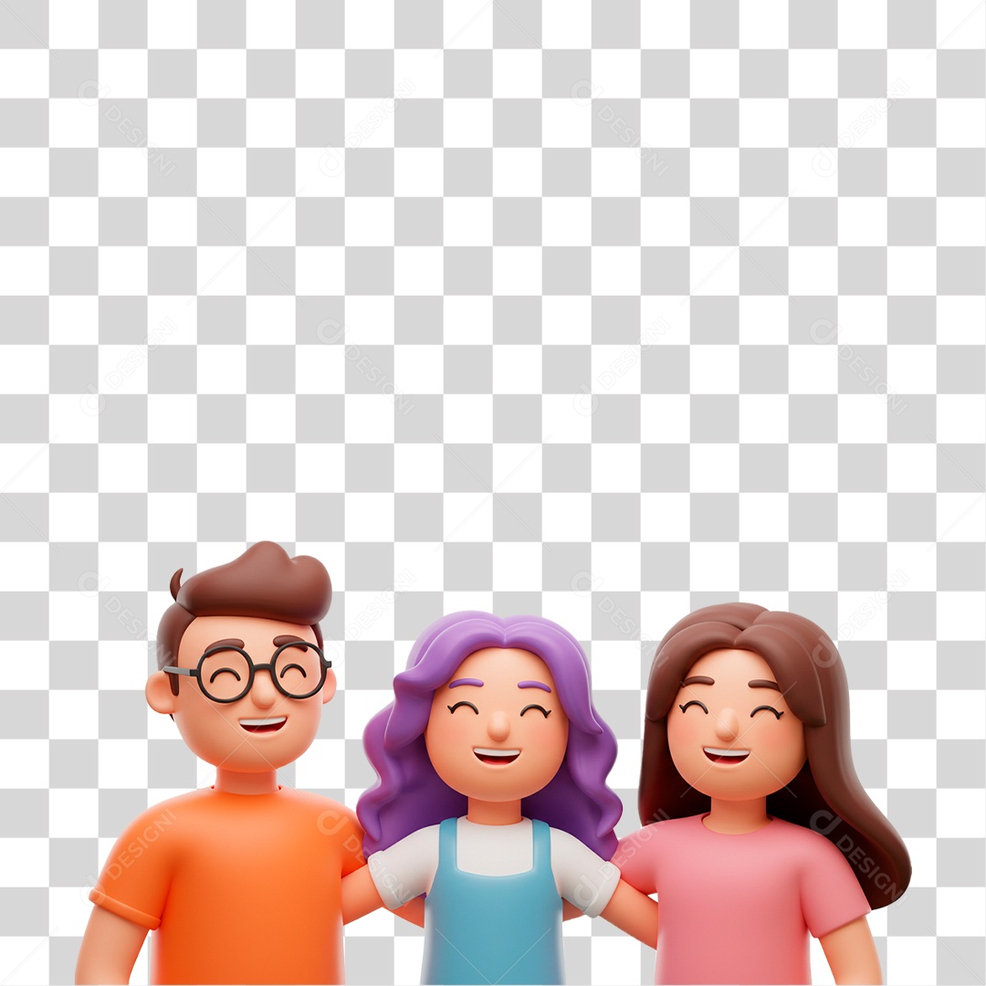 Personagem Abraçados PNG Transparente