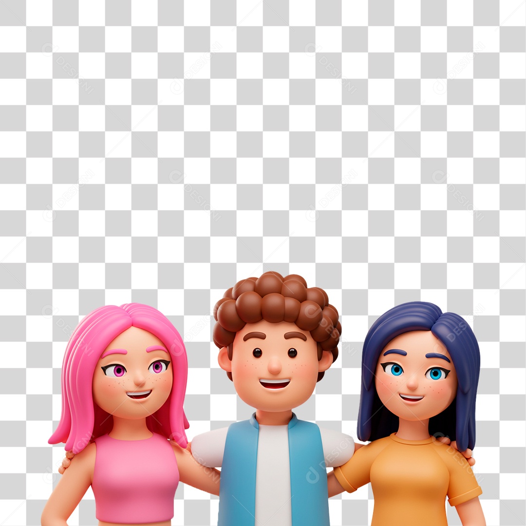 Personagem Abraçados PNG Transparente