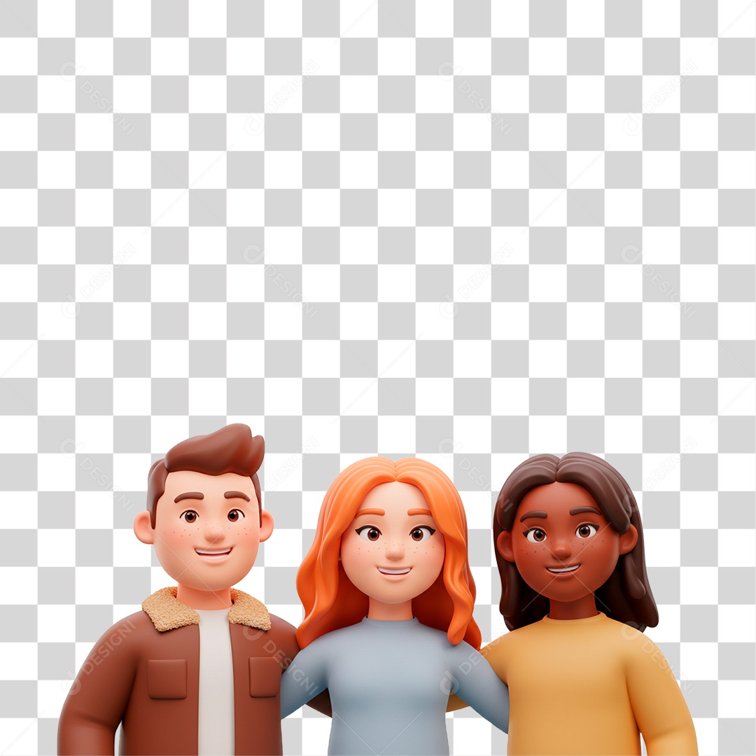 Personagem Abraçados PNG Transparente