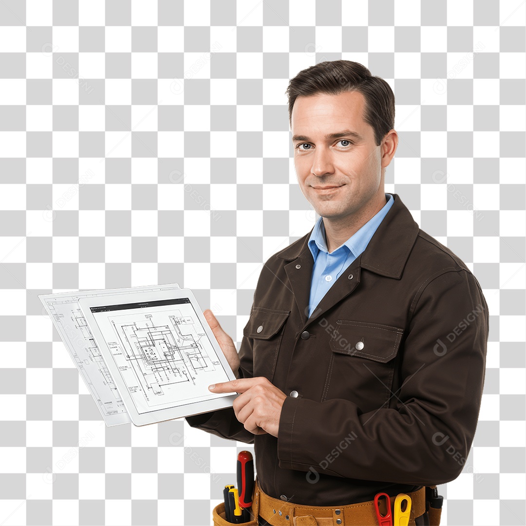Homem Trabalho de Eletricista PNG Transparente