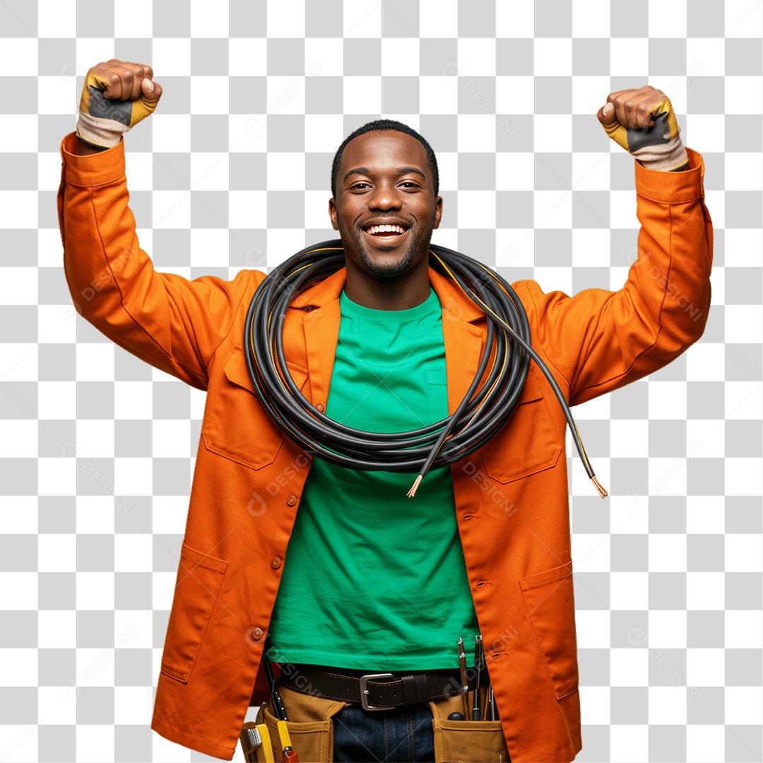 Homem Trabalho de Eletricista PNG Transparente