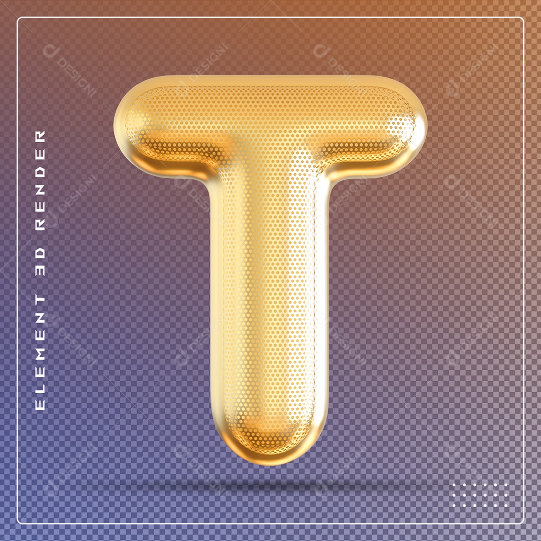 Elemento 3D Letra O Dourado Para Composição PSD