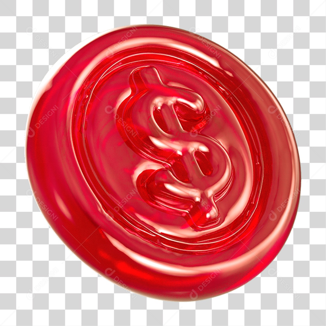 Ícone 3D Moeda com Cifrão PNG Transparente