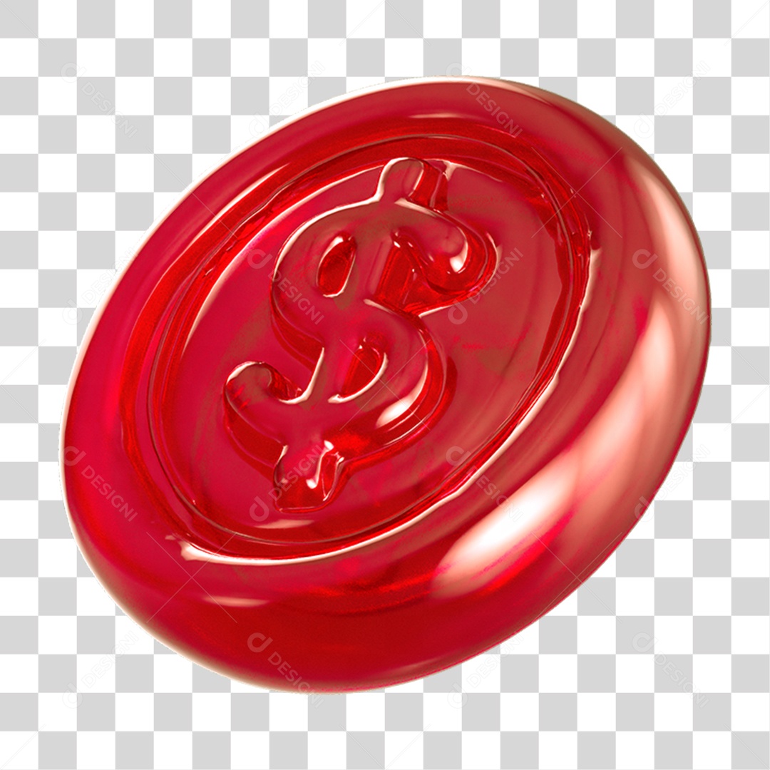 Ícone 3D Moeda com Cifrão PNG Transparente