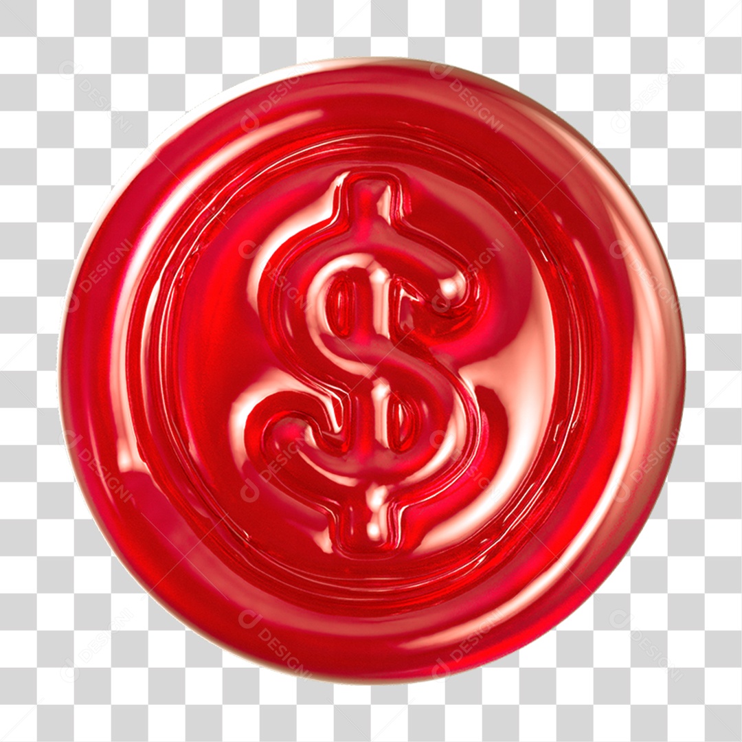 Ícone 3D Moeda com Cifrão PNG Transparente