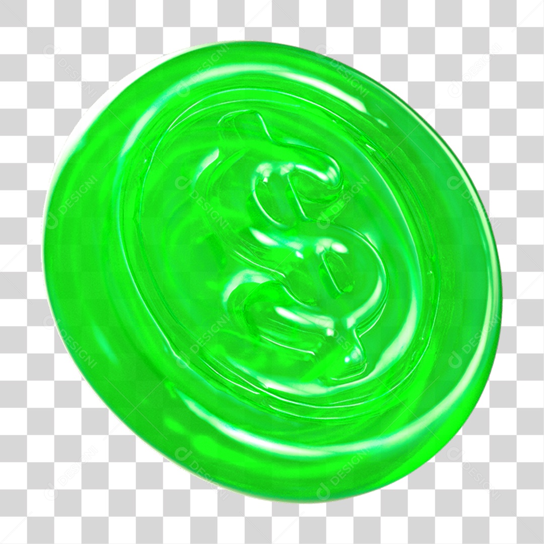 Ícone 3D Moeda com Cifrão PNG Transparente