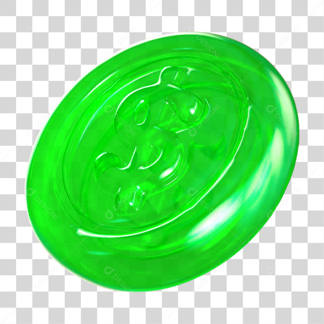 Ícone 3D Moeda com Cifrão PNG Transparente