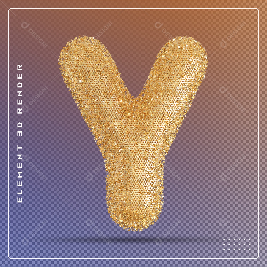 Elemento 3D Letra Y Dourado Para Composição PSD