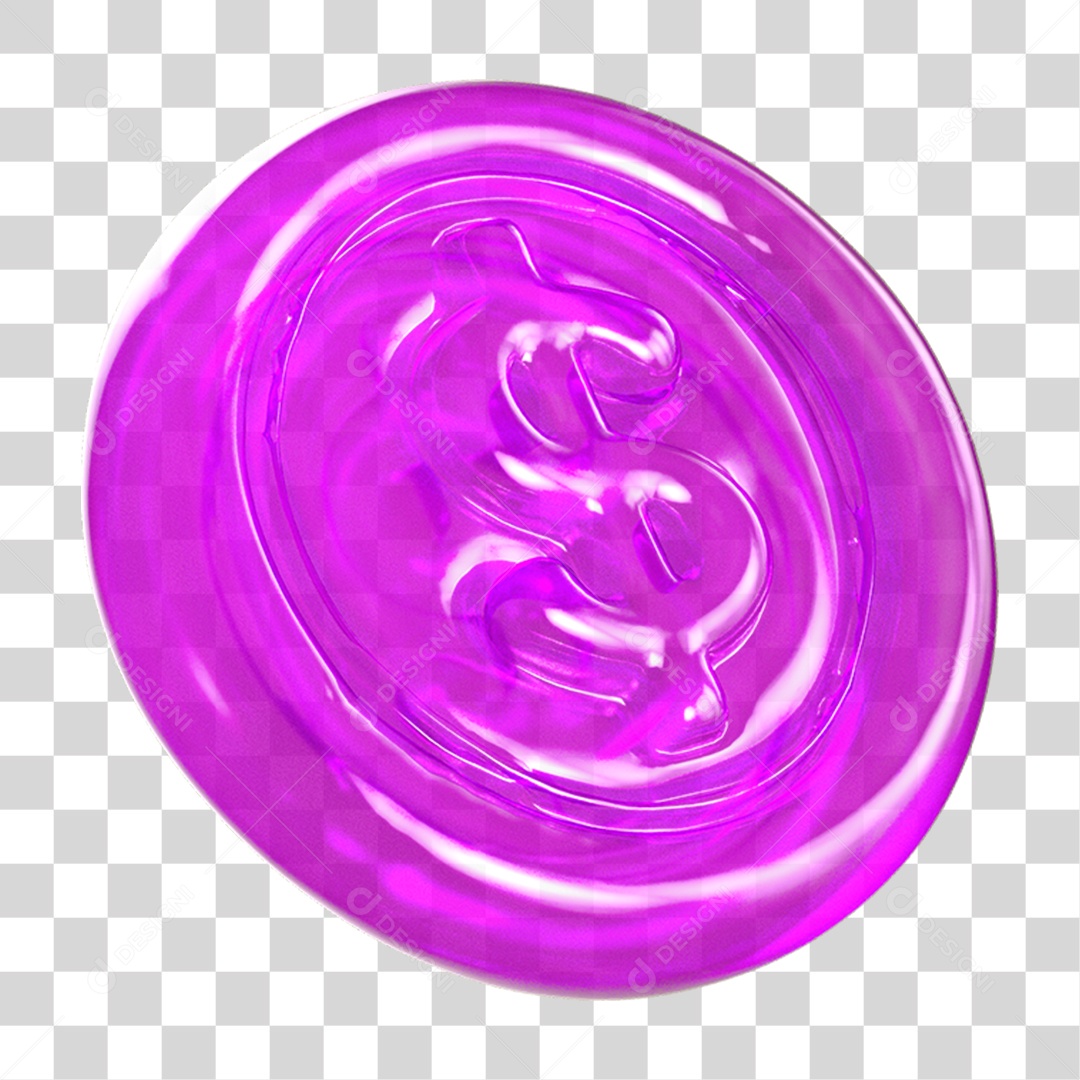 Ícone 3D Moeda com Cifrão PNG Transparente