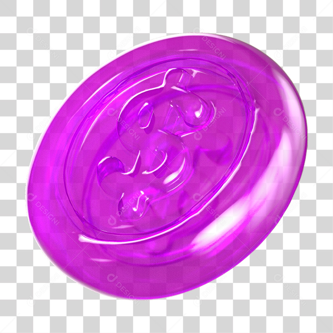 Ícone 3D Moeda com Cifrão PNG Transparente