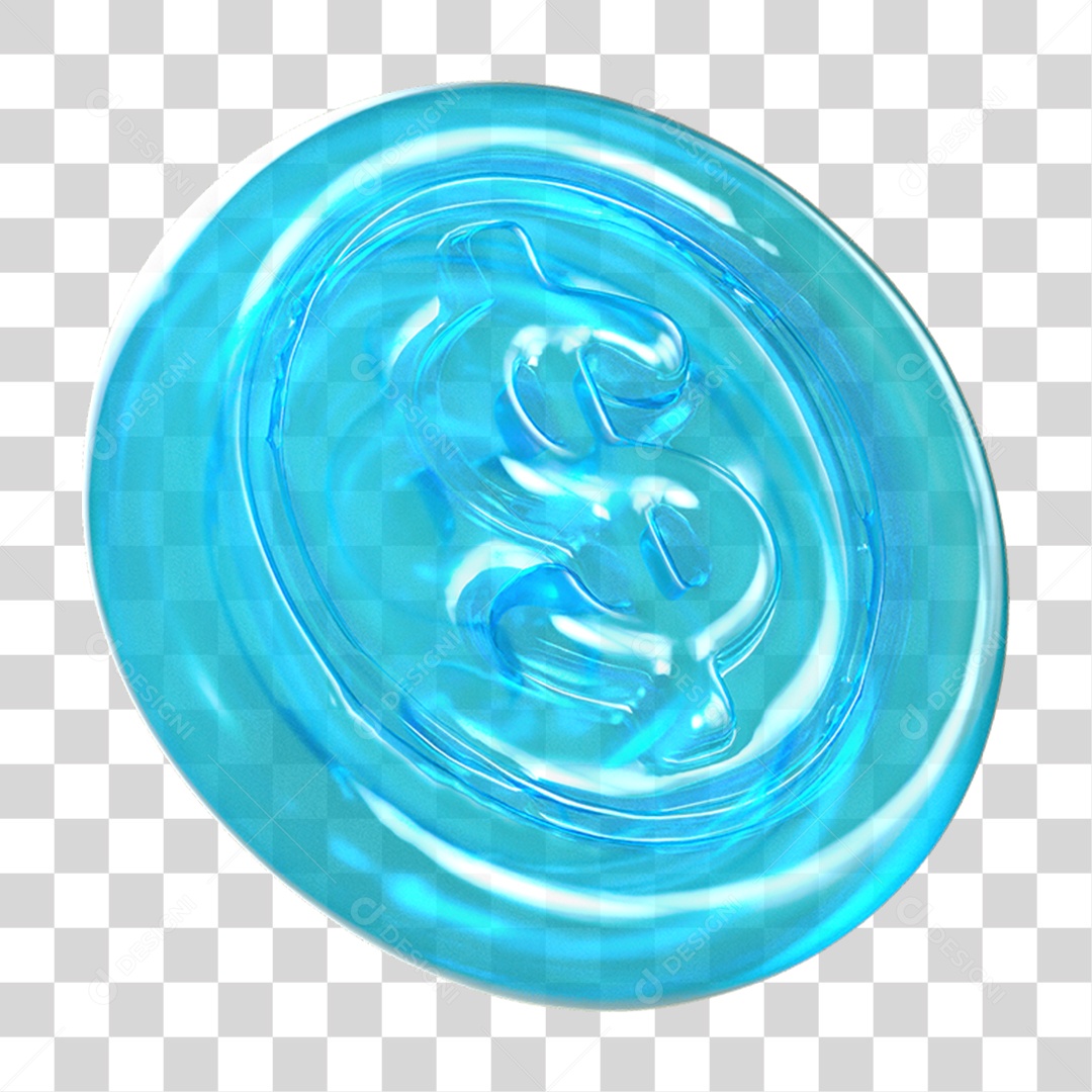 Ícone 3D Moeda com Cifrão PNG Transparente