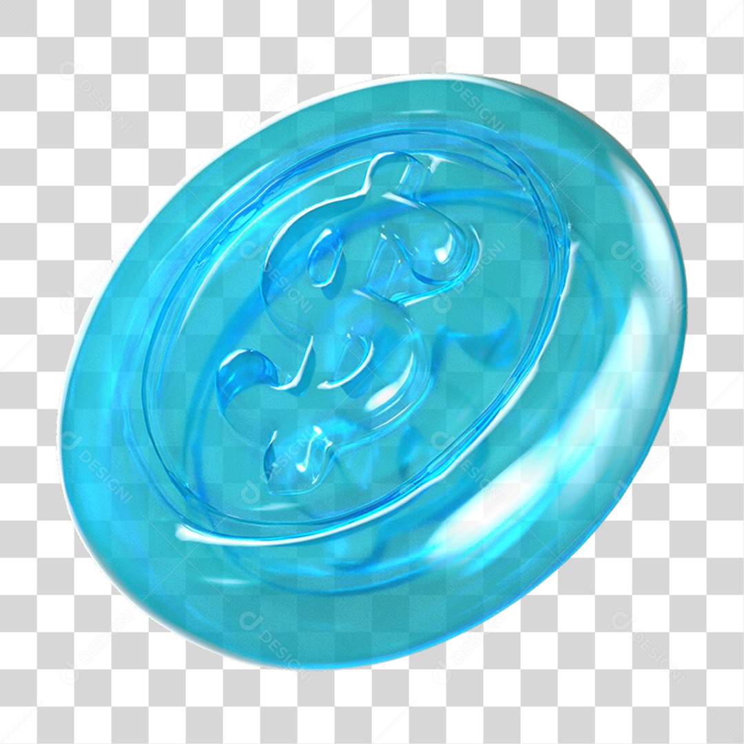 Ícone 3D Moeda com Cifrão PNG Transparente