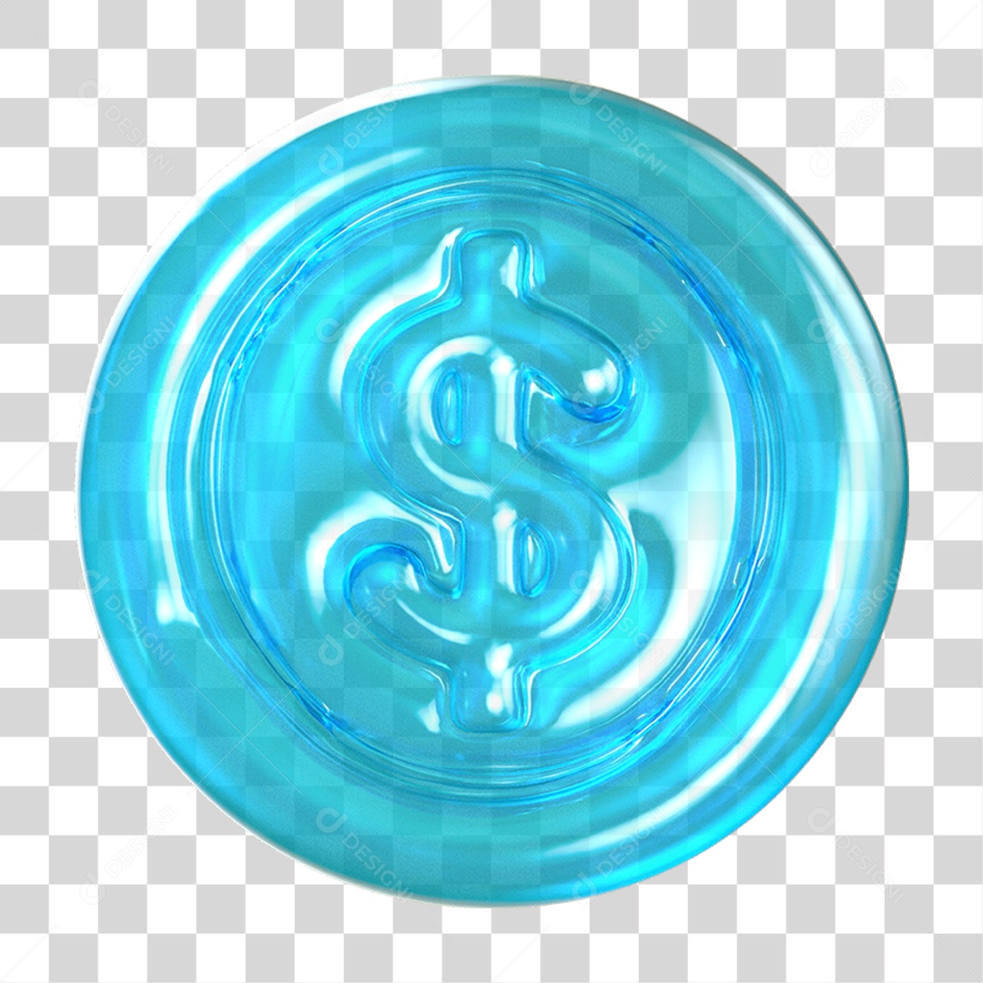 Ícone 3D Moeda com Cifrão PNG Transparente