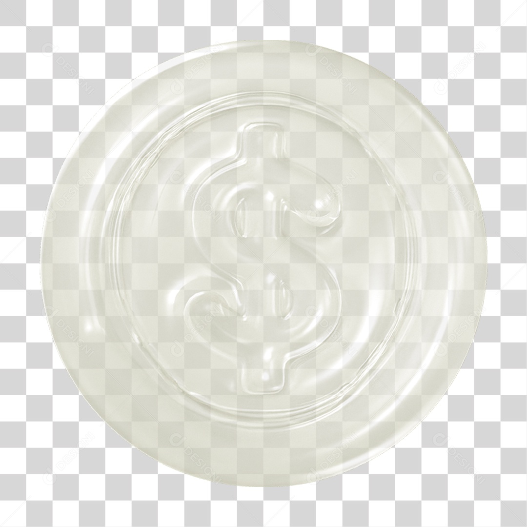 Ícone 3D Moeda com Cifrão PNG Transparente