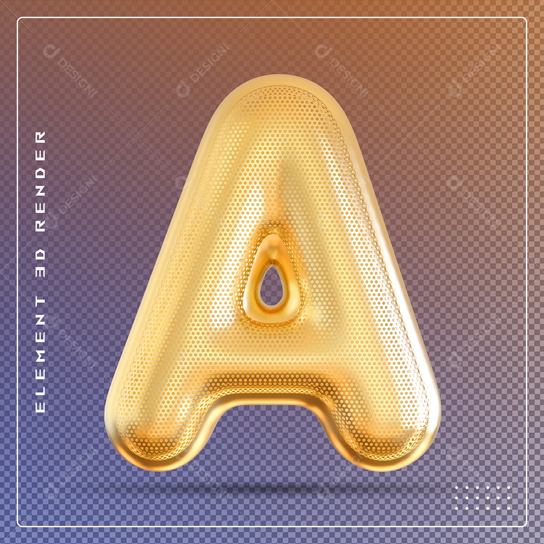 Elemento 3D Letra A Dourado Para Composição PSD