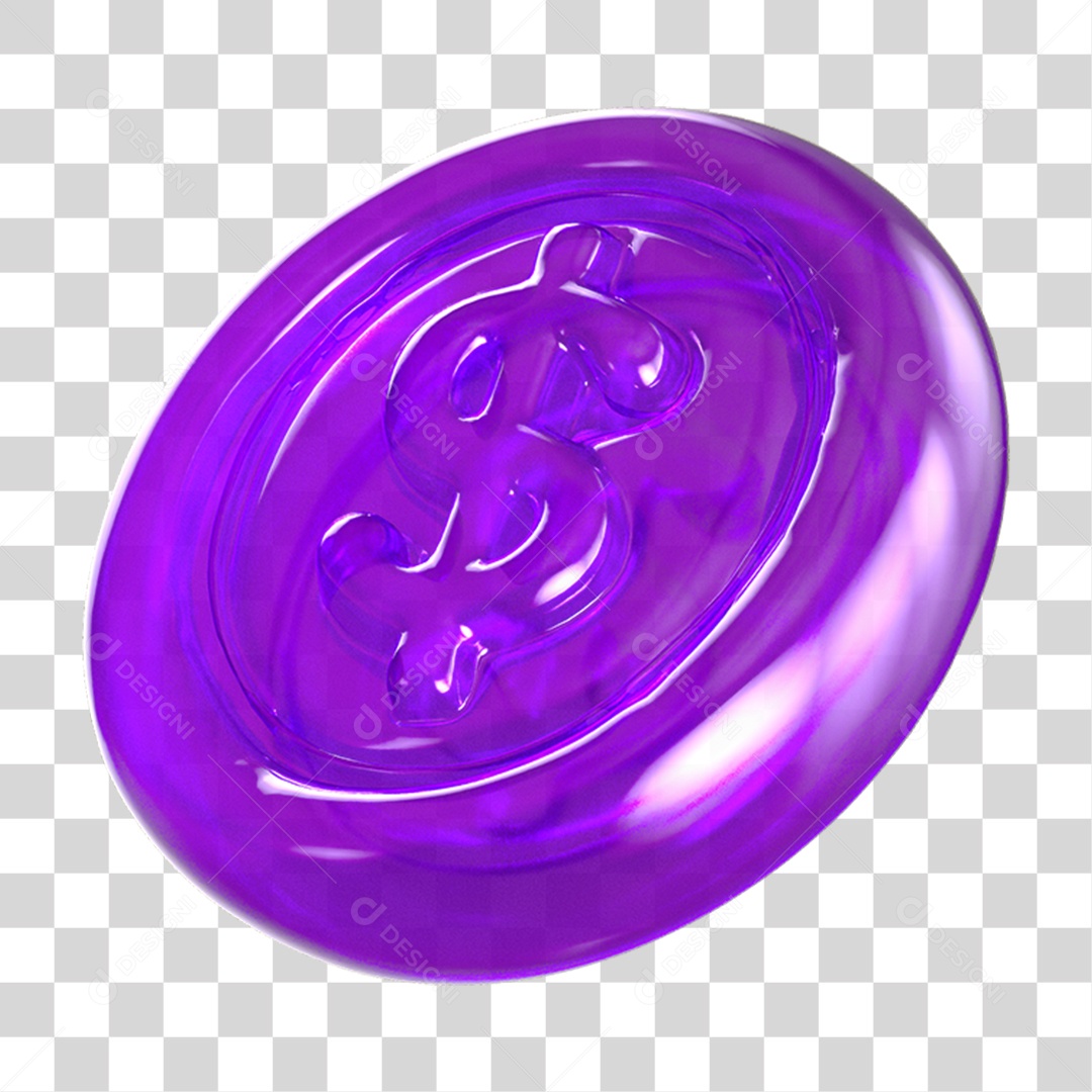 Ícone 3D Moeda com Cifrão PNG Transparente